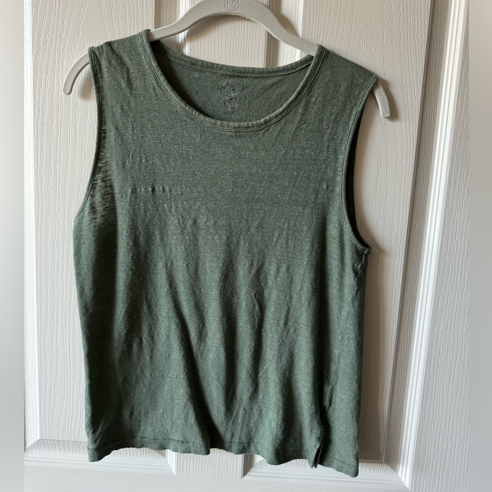 JCrew green linen tank top